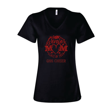 Senior MOM Red Glitter Shirt - Cheer