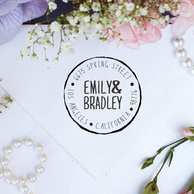 Return Address Stamp "Emily & Bradley"