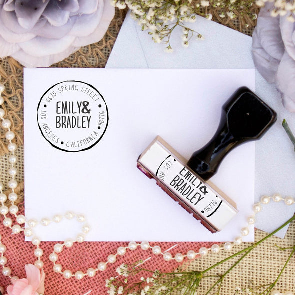 Return Address Stamp "Emily & Bradley"