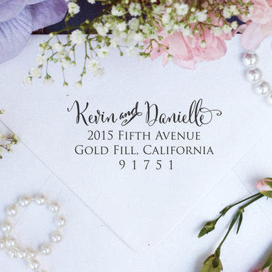 Return Address Stamp "Kevin & Danielle"