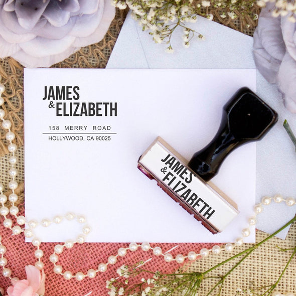 Return Address Stamp "James & Elizabeth"