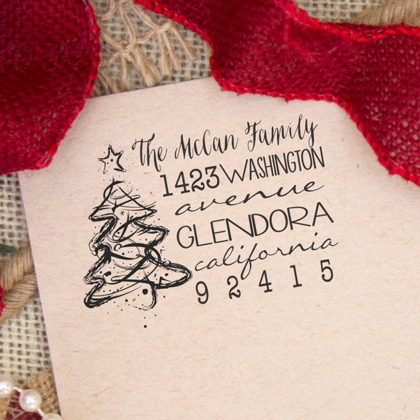 Christmas Tree Return Address Stamp "The McCann Family"