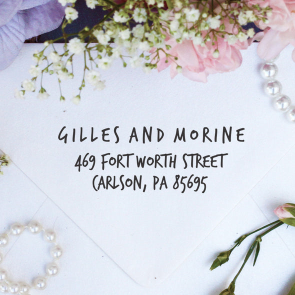 Return Address Stamp "Gilles & Morine"