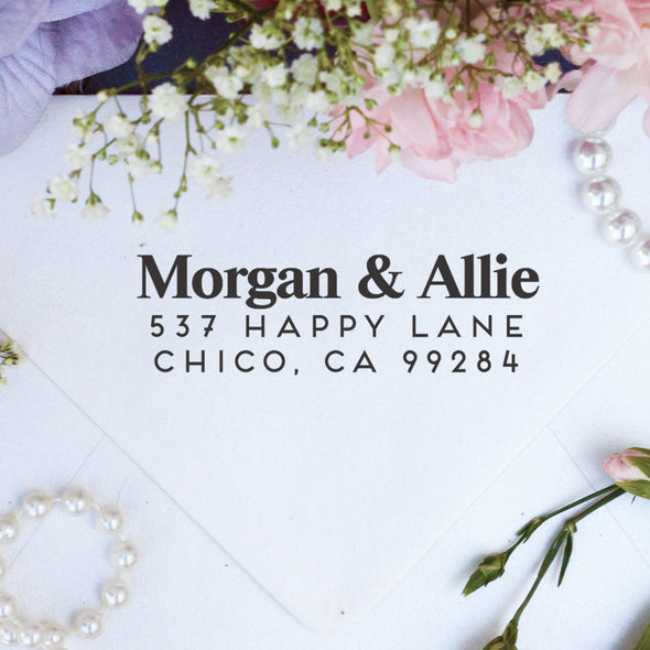 Return Address Stamp "Morgan & Allie"