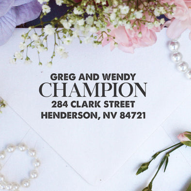 Return Address Stamp "Greg & Wendy Champion"