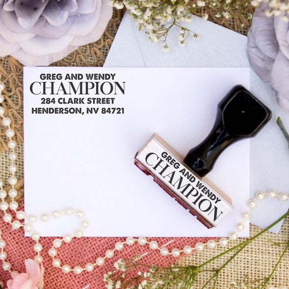 Return Address Stamp "Greg & Wendy Champion"