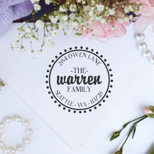 Return Address Stamp "Warren Family"