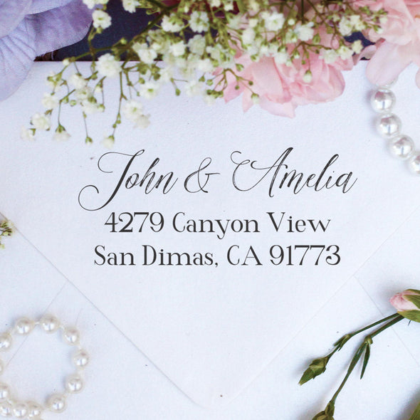 Return Address Stamp "John & Amelia"