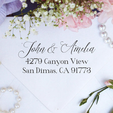 Return Address Stamp "John & Amelia"