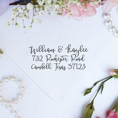 Return Address Stamp "William & Kaylee"