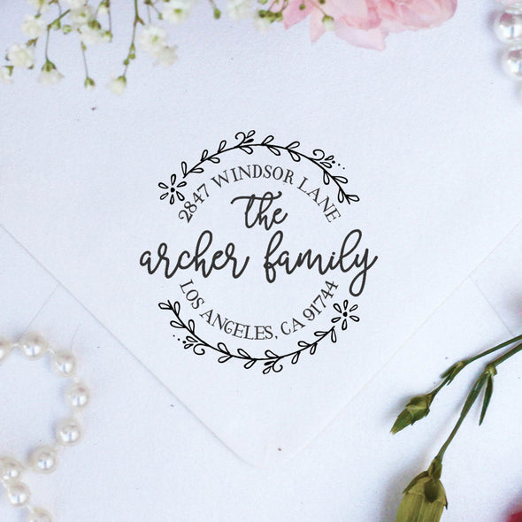 Return Address Stamp- "Archer Family"