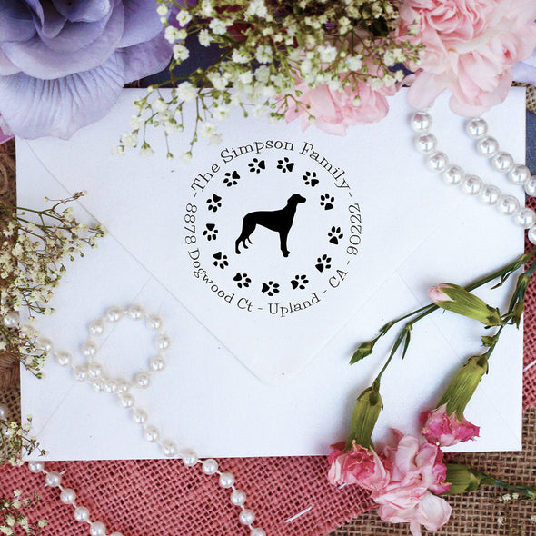 Dog Return Address Stamp "Grey Hound"