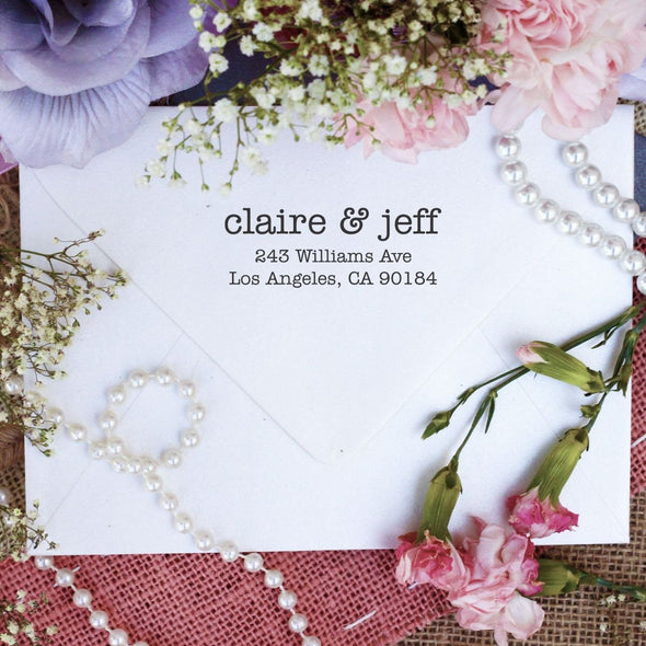 Return Address Stamp "Claire & Jeff"