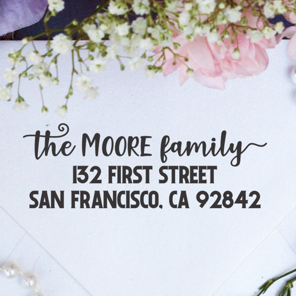 Return Address Stamp "The Moore Family"