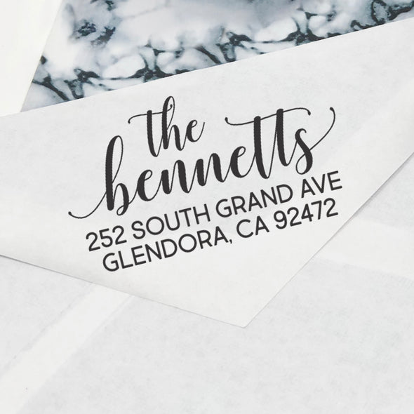 Personalized Return Address Stamp, Custom Return Address Stamp, "The Bennetts"