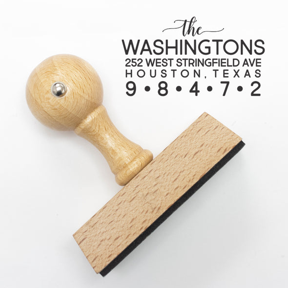 Custom Return Address Stamp, Family Return Address Stamp "The Washingtons"