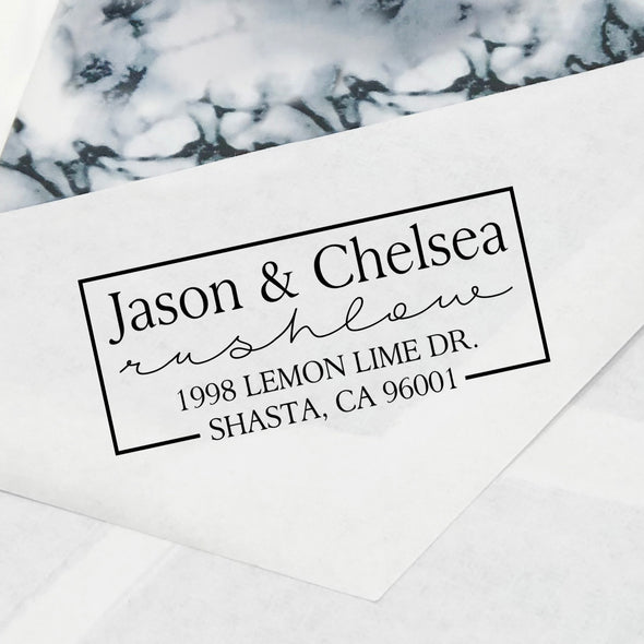 First Names & Last Name Return Address Stamp, Custom Return Address Stamp, Personalized Return Address Stamp "Jason & Chelsea Rushlow"