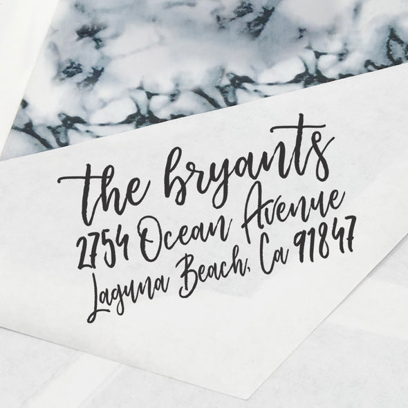 Calligraphy Custom Return Address Stamp, Personalized Return Address Stamp, Cursive Handwriting Return Address Stamp "The Bryants"