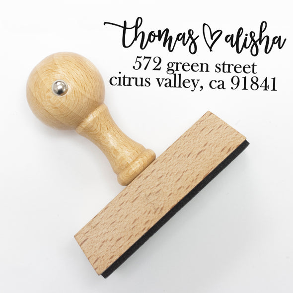 Custom Return Address Stamp, Newly Wed Stamp, Personalized Stamp "Thomas & Alisha"