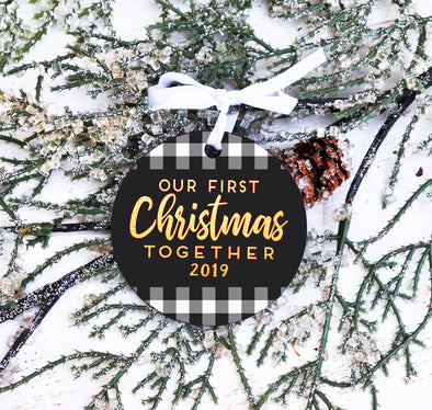 First Christmas Together Ornament, Buffalo Check Christmas Ornament