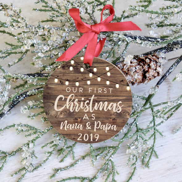 Personalized Grandparent Christmas Ornament, First Christmas as Nana & Papa Ornament