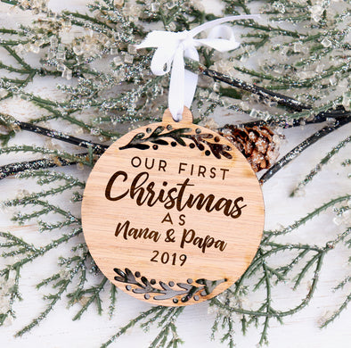 First Christmas Nana & Papa Ornament, Grandparent Christmas ornament