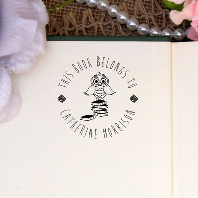 Personalized Book Belongs to Stamp - "Catherine Morrison" Owl