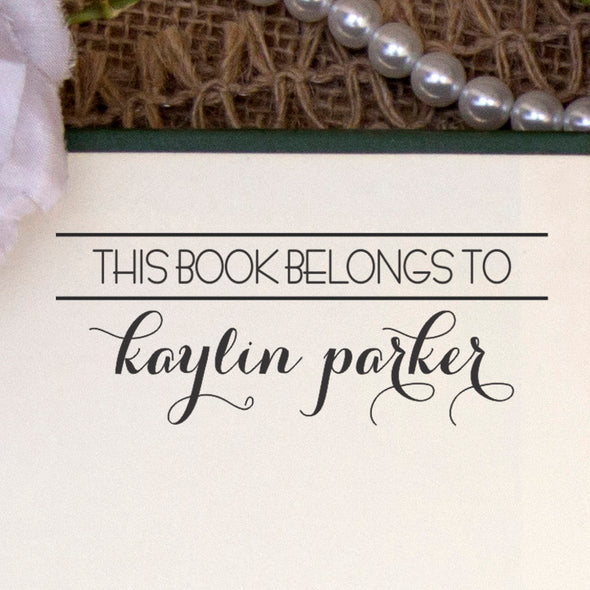 This Book Belongs to Stamp, Custom Library Stamp, "Kaylin Parker"