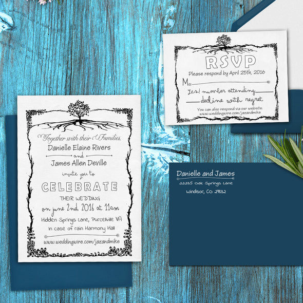 Wedding Invitation Stamp Set "Daniel & James Rustic Tree"