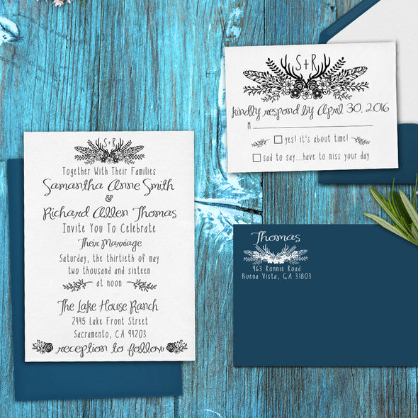 Wedding Invitation Stamp Set "Samantha & Richard Bohemian"