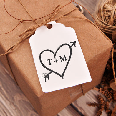 Rustic Heart & Initials "T+M" Wedding Favor Stamp