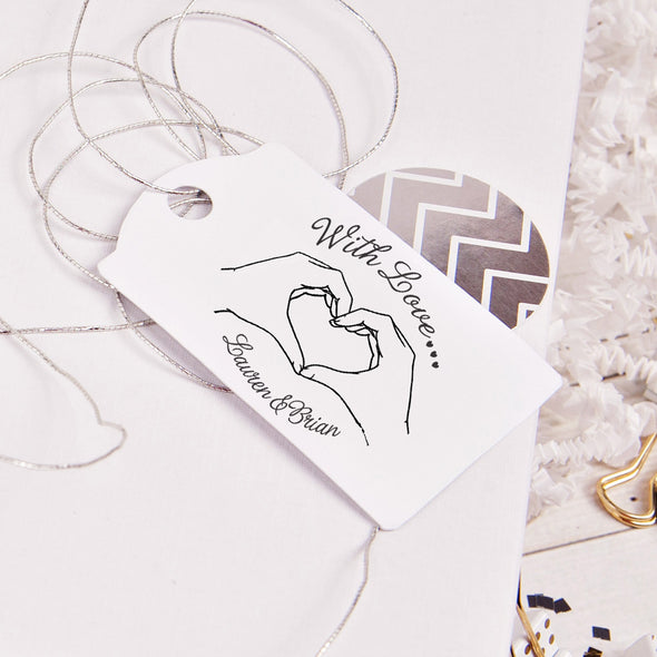 Brian & Lauren Heart Hands Wedding Favor Stamp