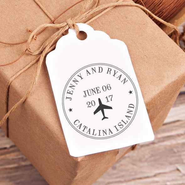 "Jenny & Ryan" Plane Wedding Favor Stamp