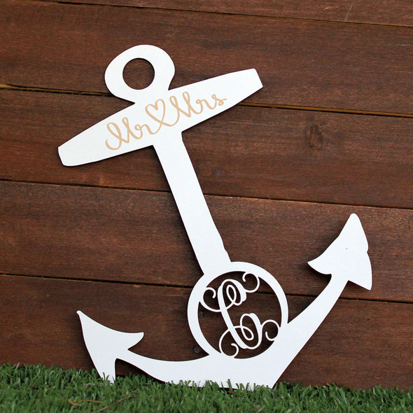 Wedding Wood Cut Out "Anchor Monogram"