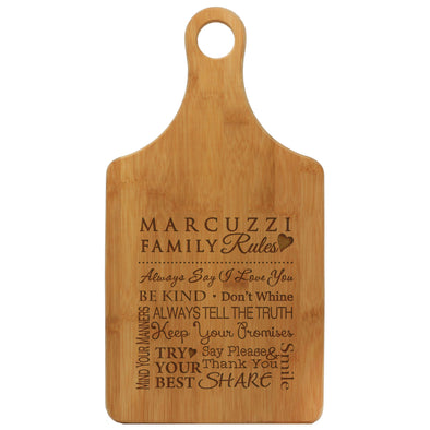 The Family Rules Cheese Board With Last Name