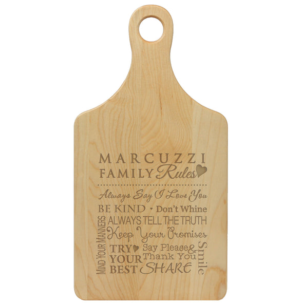 The Family Rules Cheese Board With Last Name