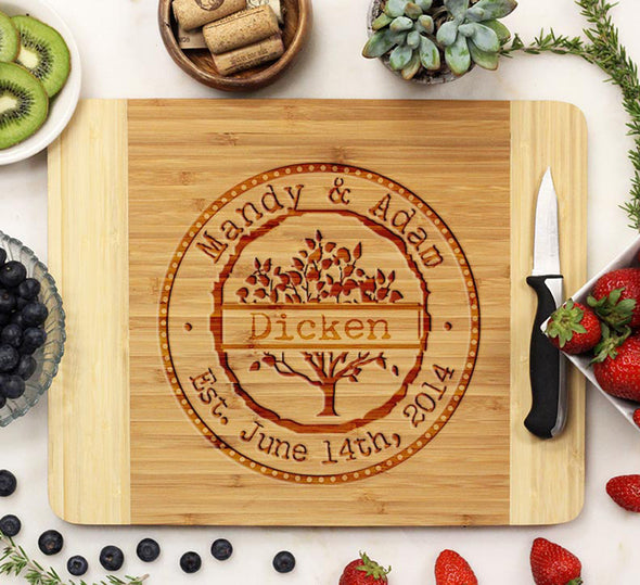 Cutting Board "Mandy & Adam" English Tree