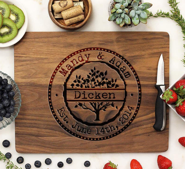 Walnut Wedding Cutting board, Personalized Wedding date Cutting board