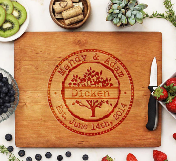 Cherry Wood Personalized Wedding Date Cutting Board