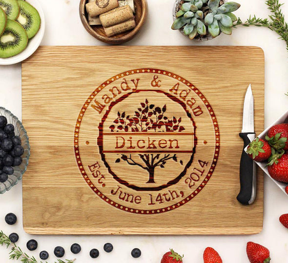 Personalized Cutting Board, White Oak Wedding Date Cutting board