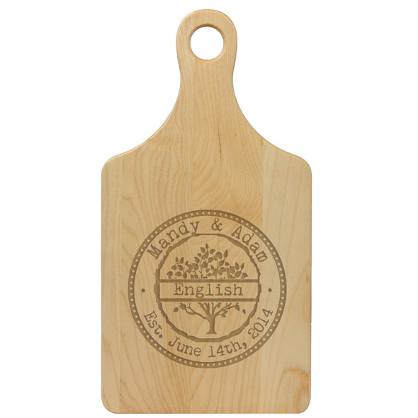 Paddle Cutting Board "Mandy & Adam" English Tree