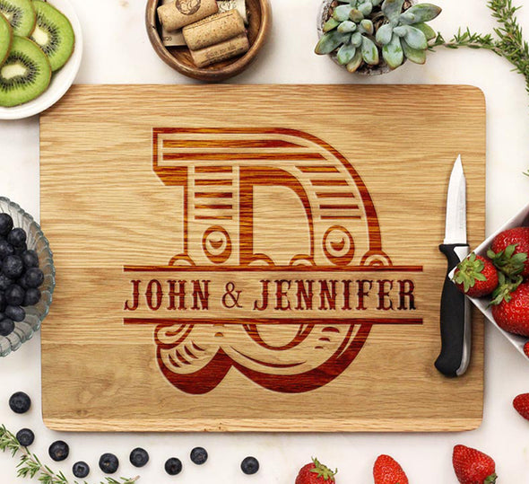 Cutting Board "Bold Initial & Names"