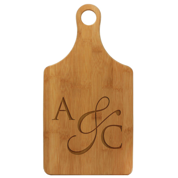 Paddle Cutting Board "A&C Fancy Initials"