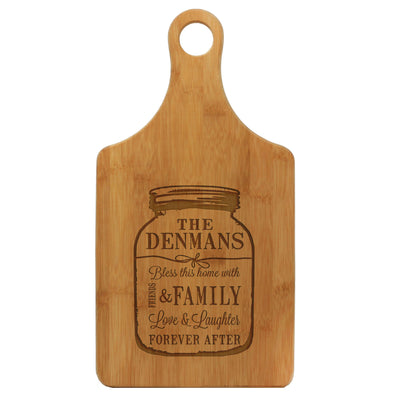 Paddle Cutting Board, "Walker Family - Mason Jar"