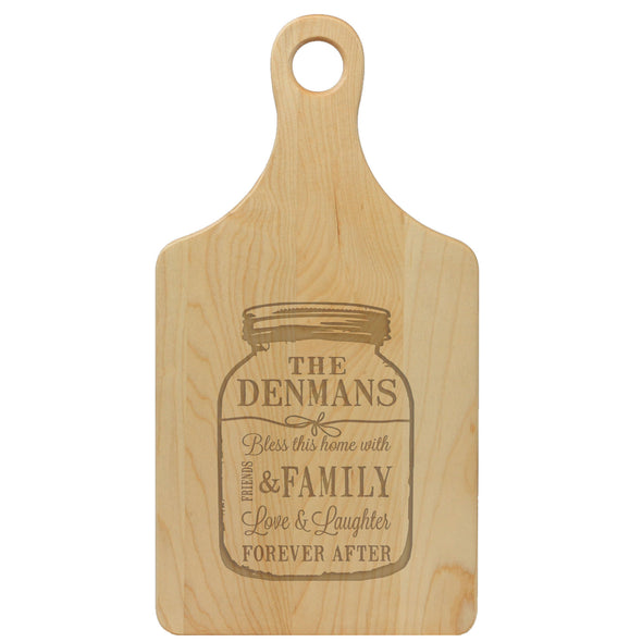 Paddle Cutting Board, "Walker Family - Mason Jar"