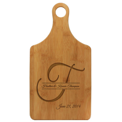 Family Last Name Initial On Paddle Cutting Board