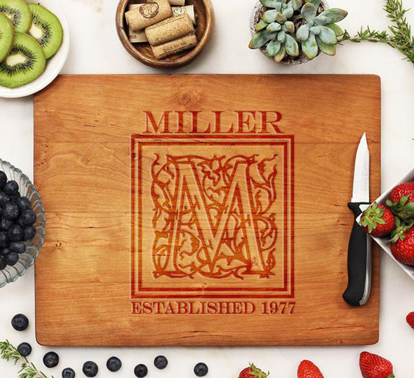 Cutting Board "Miller Floral Initial"