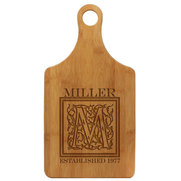 Paddle Cutting Board "Miller Floral Initial"