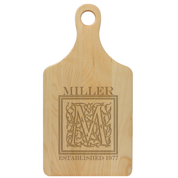 Paddle Cutting Board "Miller Floral Initial"