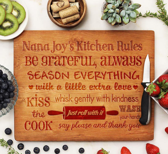 Cutting Board "Nana Joy's Kitchen Rules"